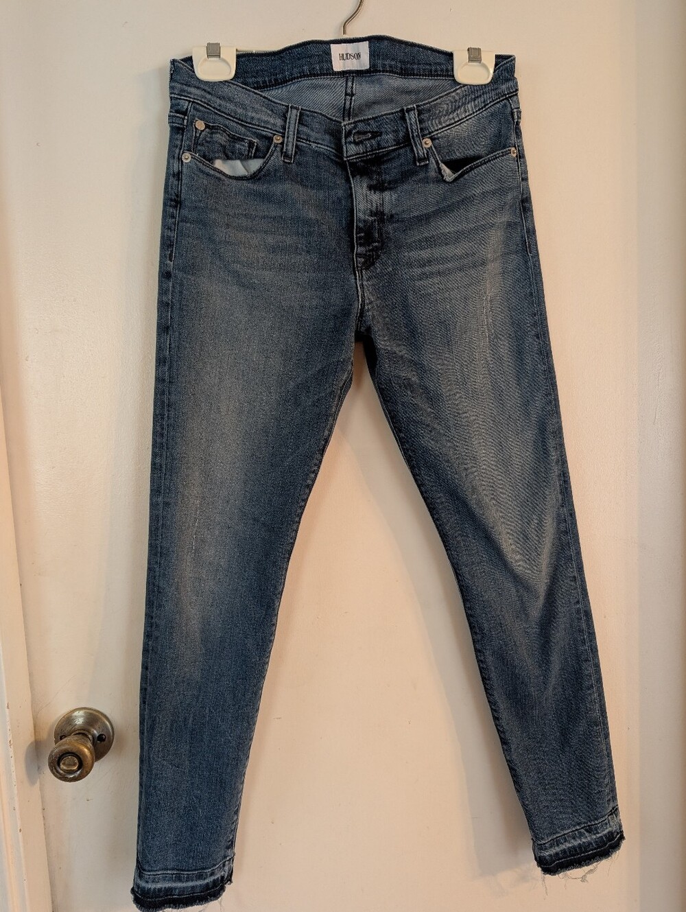 Hudson Jeans Nico Mid-rise Super Skinny Cropped Blue Jeans  27